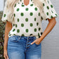 Apricot Polka Dot Shirred Blouse