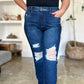 Judy Blue Full Size High Waist Rigid Magic Heavy Destroy Straight Jeans