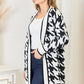 Mandy Woven Right Houndstooth Open Front Longline Cardigan