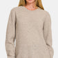 Zenana Full Size Round Neck Long Sleeve Curved Hem Sweater