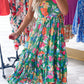 Green Floral Ruffle Maxi Dress