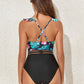 Crisscross Ruffled Printed V-Neck One-Piece Swimwear