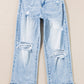 Light-Wash Distressed Flare Jeans