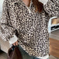 Leopard Corduroy Half Zip Pullover