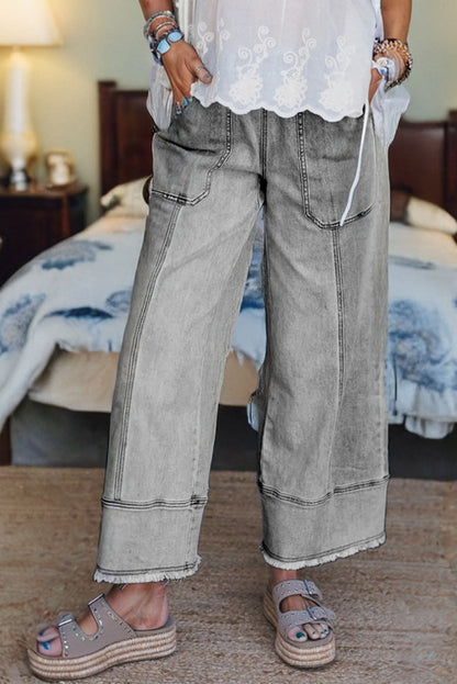 Seam-Detail Raw Hem Pants
