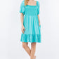 Celeste Full Size Ruffle Hem Short Sleeve Smocked Dress