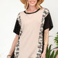 Celeste Full Size Leopard Color Block T-Shirt
