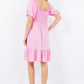 Celeste Full Size Ruffle Hem Short Sleeve Smocked Dress