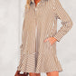 Brown Stripe Ruffle Dress