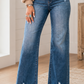 High Waist Frayed Hem Jeans