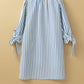 Blue Stripe Knotted Sleeve Dress