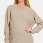 Zenana Full Size Round Neck Long Sleeve Curved Hem Sweater