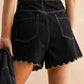 Black Relaxed Scallop Denim Bottoms
