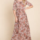 BOMBOM Printed Shirred Maxi Dress