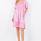 Celeste Full Size Ruffle Hem Short Sleeve Smocked Dress