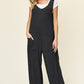 Double Take Full Size Texture Sleeveless Wide Leg Jumpsuit