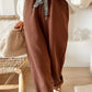 Fleece Leopard Drawstring Pants