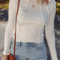 White Exposed Seam Slim Top
