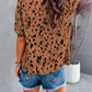 Ruched Printed Mock Neck Half Sleeve Blouse