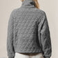Double Take Half Zip Long Sleeve Quilted Sweatshirt with Pocket