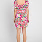 GeeGee Floral Ruff Sleeve Mini Dress