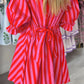 Stripe Tie Back Loose Dress