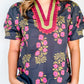 Black Floral Plus Blouse RTS