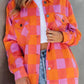 Orange Plaid Button Up Jacket