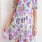 Purple Floral Ruffle Mini Dress