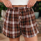 Brown Plaid Elastic Shorties