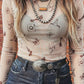 Western Print Mesh Top RTS