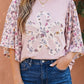 Pink Contrast Floral Blouse