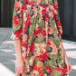 Green Floral Collar Mini Dress