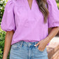 Purple Stitched Puffy Blouse