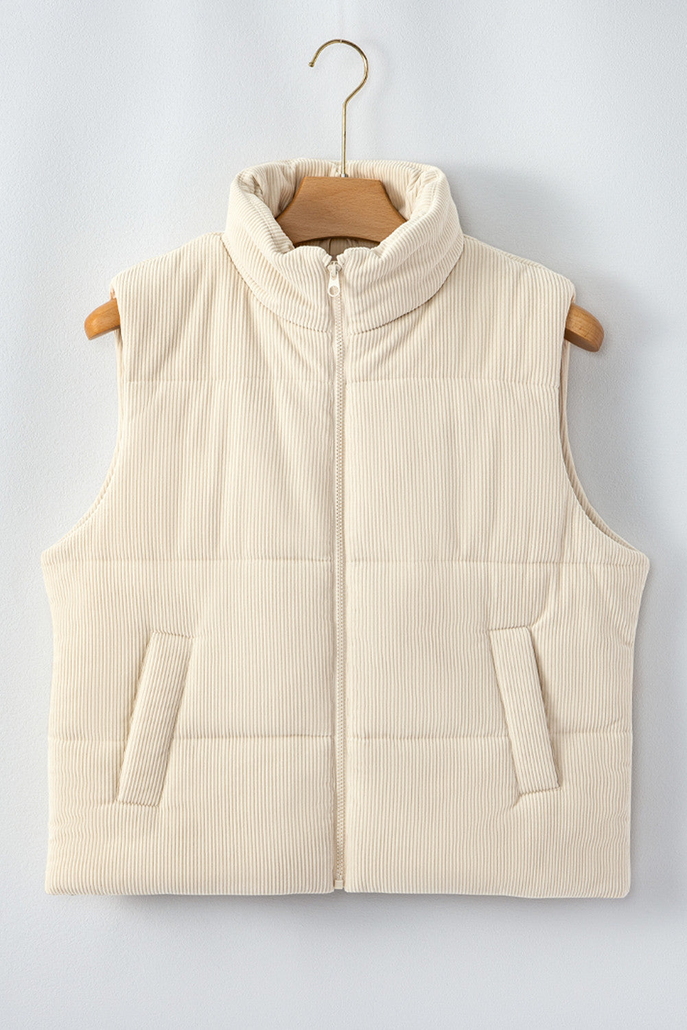 Corduroy Zip Up Puffer Vest