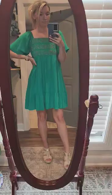Solid Front Embroidery Dress