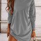 Ruched Round Neck Long Sleeve Dress