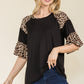 Celeste Full Size Texture Printed Color Block Top