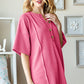 Heimish Full Size Ribbed Half Button Drop Shoulder Top
