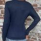 Buttoned Surplice Neck Long Sleeve Top