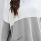 Two Tone Pullover Sweater with Pockets
