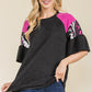 Celeste Full Size Texture Printed Color Block Top