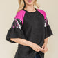 Celeste Full Size Texture Printed Color Block Top