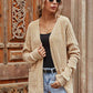 Ribbed Open Front Long Sleeve Cardigan with Pockets