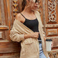 Ribbed Open Front Long Sleeve Cardigan with Pockets