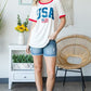 Heimish Full Size USA Contrast Trim Short Sleeve T-Shirt
