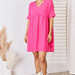 Zenana Swiss Dot Rolled Short Sleeve Babydoll Dress