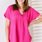 Zenana Full Size Raw Hem Short Sleeve Top