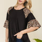 Celeste Full Size Texture Printed Color Block Top