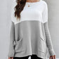 Two Tone Pullover Sweater with Pockets